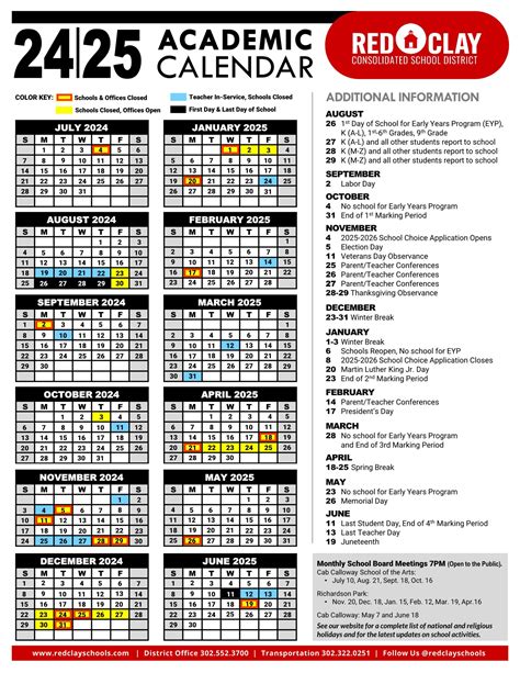 Red Clay School District Calendar 24-25 [PDF] - EduCounty