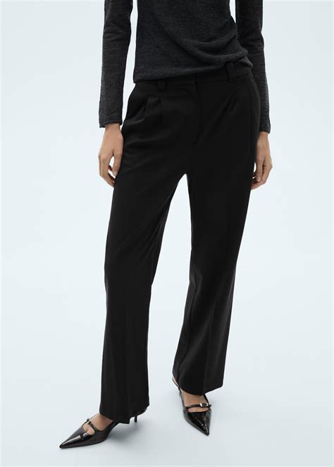 Straight-fit pleated trousers - Women | MANGO OUTLET United Kingdom