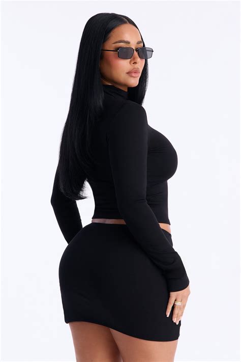 Diana Turtle Neck Skirt Set - Black | Fashion Nova