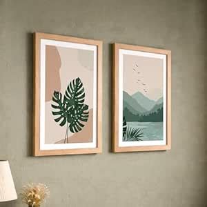 NoWorries Botanical Framed Wall Art Set of 2 | Boho Tropical Monstera ...