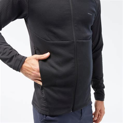 Men’s mountain hiking fleece jacket, MH500 Light Full Zip - Black ...