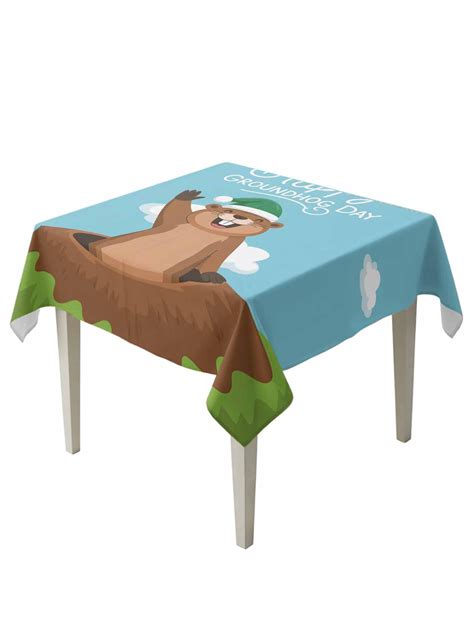 Happy Groundhog Day Table Cloth, Waterproof Tablecloth for Square ...