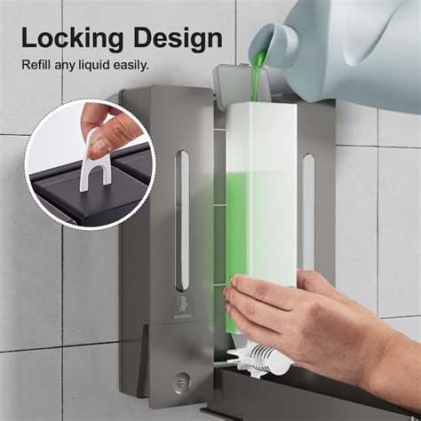 Phyfalip Wall Mounted Shower Soap Dispenser 3 Chamber No Drill Easy ...