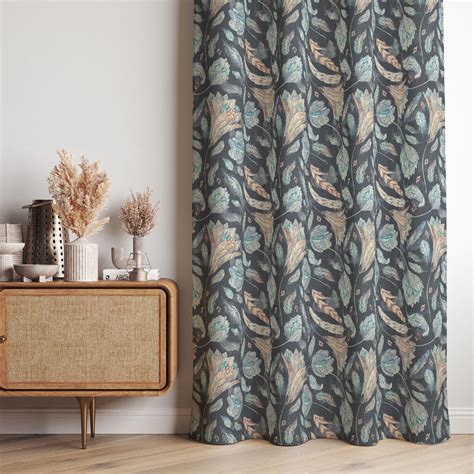 Vanessa Cotton Curtain Fabric - Charcoal Floral Design – The Millshop Online