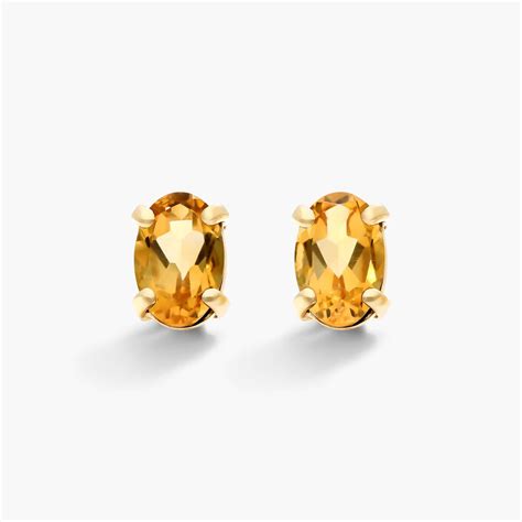 Oval Cut Citrine Birthstone Earrings In 14K Yellow Gold By James Allen