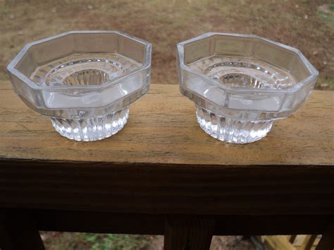 KIG Indonesia Vintage Clear Glass Votive/Taper Candle Holders (Set of 2)