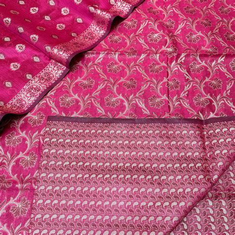 Pink and Gold Zari Border Cotton Silk Banarasi Suit – Mohsin Textiles
