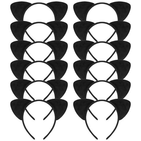 Amazon.com: YARIEW Black Cat Ears Headbands for Women 12 Plush ...
