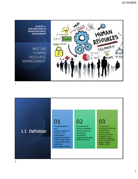 MGT340 CHAPTER 1: INTRODUCTION TO HUMAN RESOURCE MANAGEMENT - Studocu