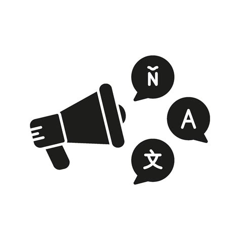 Megaphone With Multilingual Speech Bubbles Solid Icon. Global Communication, Language ...