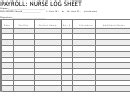 Payroll: Nurse Log Sheet Template printable pdf download