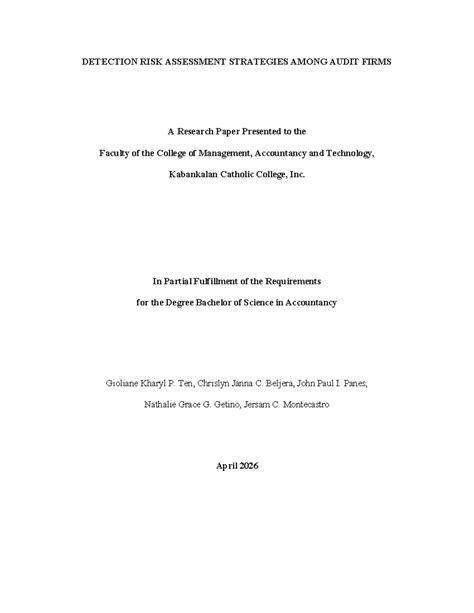 Detection Risk Assessment Strategies Among Audit Firms: A Study on ...