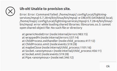 Ubuntu 20.04 lts - local 10 - ERROR creating website - Support - Local ...
