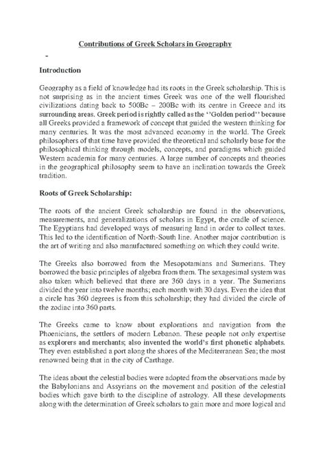Contributions of Greek Scholars to Geography (GEOG 101) - Studocu