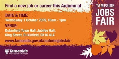 Autumn Jobs Fair, Dukinfield Town Hall, Ashton-under-lyne, 1 October ...