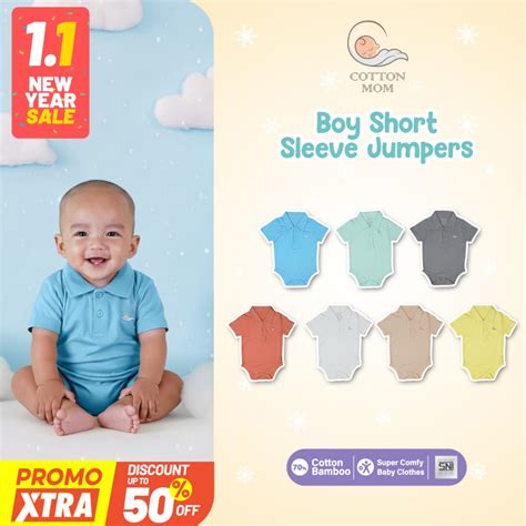 Jual Cotton Mom Baju Jumpers Tangan Pendek Bayi Anak Laki Laki | Shopee ...