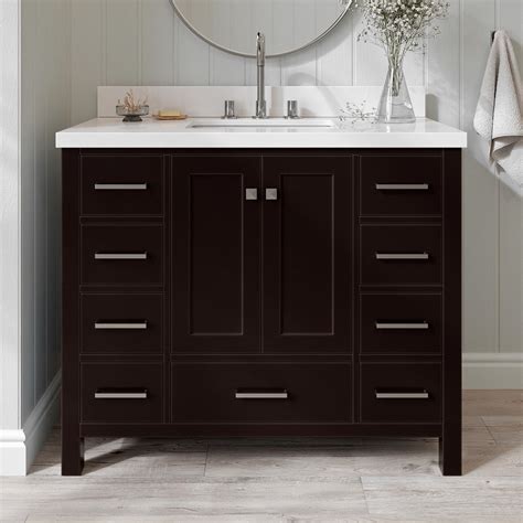 Amazon.com: ARIEL Cambridge 42-inch Bathroom Vanity with Sink,Solid Wood, 1.5-inch Pure White ...