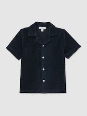 Buy Reiss Navy Shore 13-14 yrs Towelling Cuban-Collar Shirt from Next India