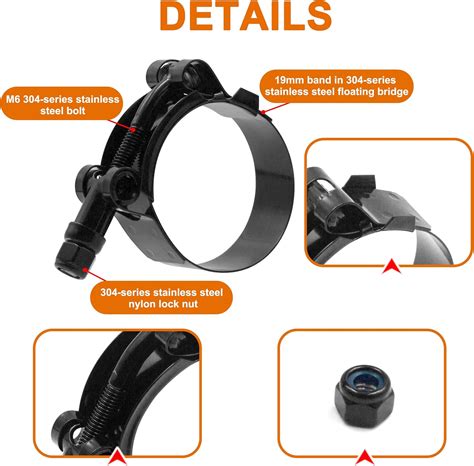 ISPINNER 4 Pack 1.25 Inch Stainless Steel T-Bolt Hose Clamps, Clamp Range 41-46mm for 1.25" Hose ...