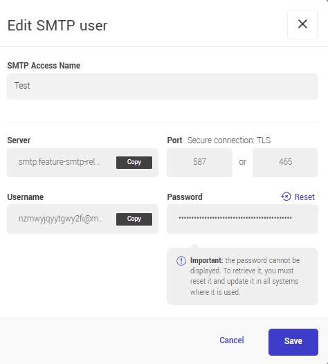 SMTP relay | SMTP configuration: connection settings - Cyberimpact