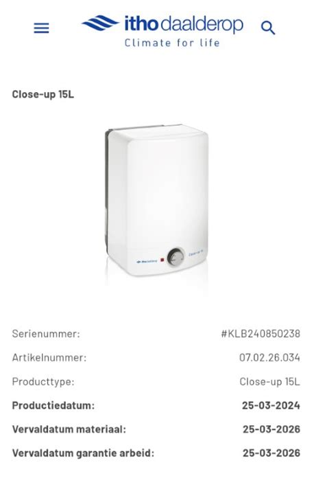 Itho daalderop close-up 15 liter boiler - Gebruikte Bouwmaterialen Weert