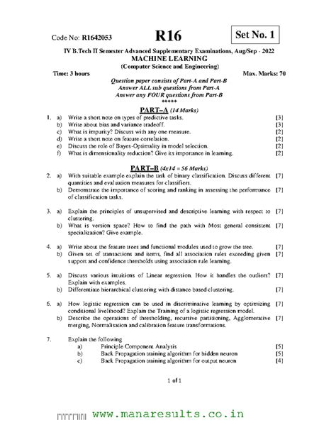 R16 B.Tech II Sem Machine Learning Exam QP - Supplementary 2022 - Studocu