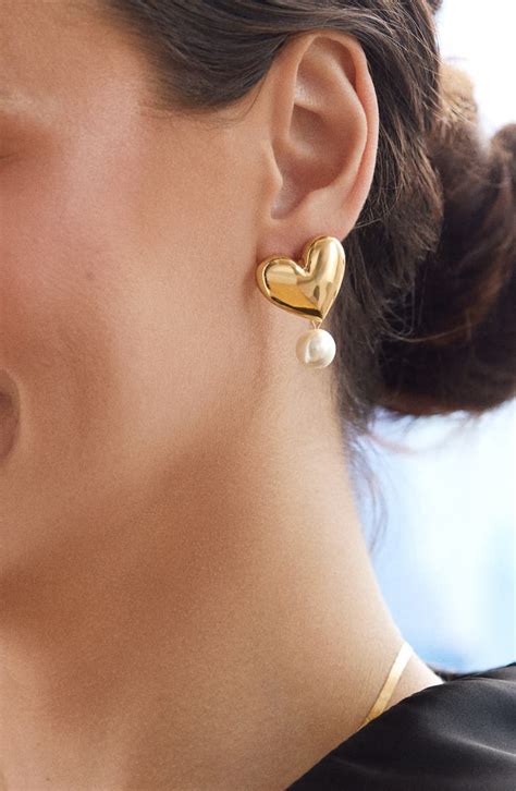 BaubleBar Imitation Pearl Heart Stud Earrings | Nordstromrack