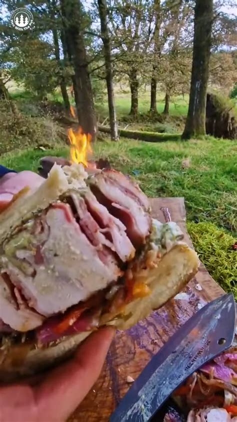 Bacon cheeseburger crafted deep in the woods! ASMR cooking
