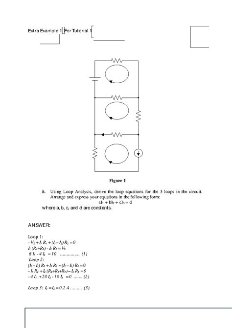 MA2009 Tut 1 Extra: Loop Analysis & Current Divider Rule Examples - Studocu