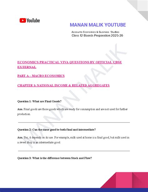 Class 12 ECO Practical Viva Questions: Macro Economics Insights - Studocu