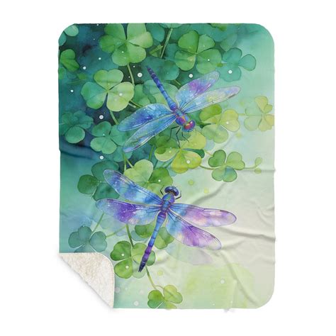 Happy Dragonfly Welcome St Patrick's Day Lucky Shamrocks Clover Cozy ...