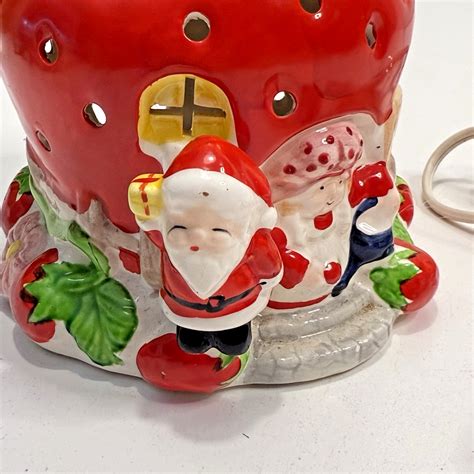 Vintage Strawberry Shortcake Santa Lighted Ceramic House Christmas Decor