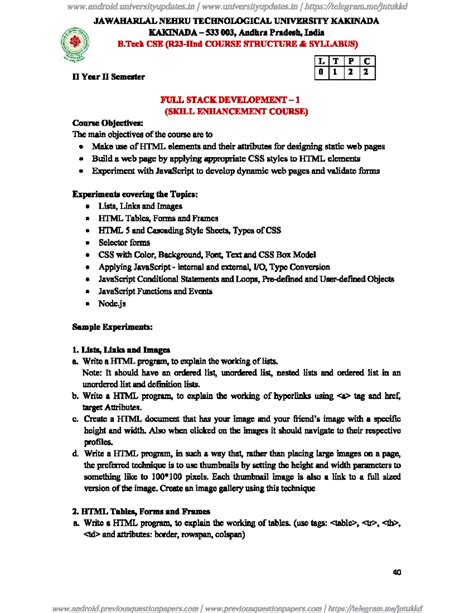 FSD-I: Full Stack Development Course Structure & Syllabus (B.Tech CSE ...