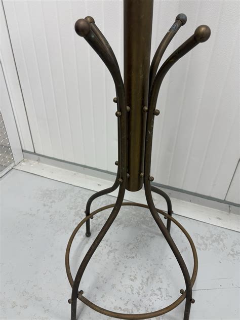 Vintage Brass Hall Tree Coat & Hat Rack Stand, 70 in Tall, Used