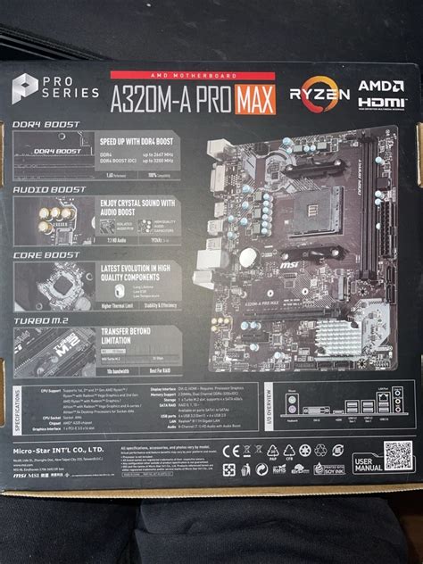 MSI A320M-A Pro MAX AM4 Motherboard DDR4, Audio, Core Boost | eBay UK