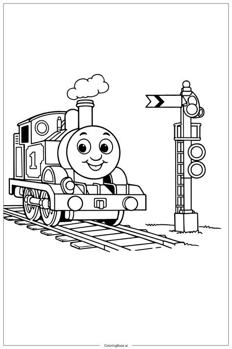 Thomas The Train Under Rainbow Coloring Page (Free PDF&PNG Printable)