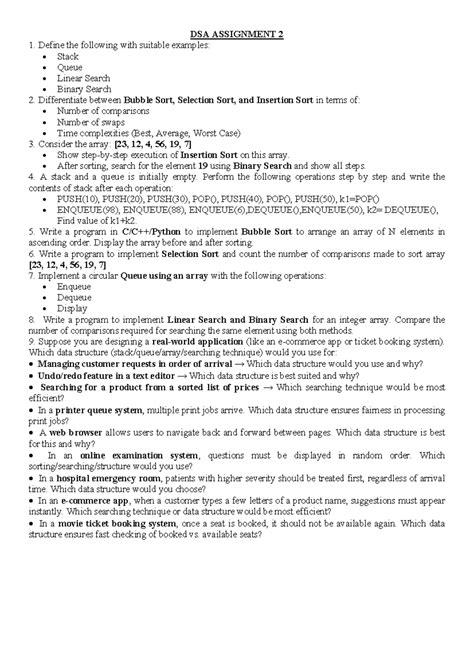 DSA ASSIGNMENT 2: Data Structures & Algorithms Concepts and Examples ...