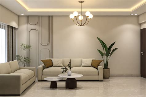 Living Room Design with Modern Neutral Sofas and Marble Coffee Tables ...