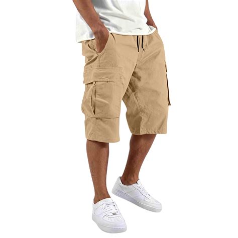 Cargo Shorts for Men Mens Long Summer Below Knee Elastic Waist ...