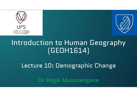 GEOH1614 Lecture 10: Demographic Change - Studocu