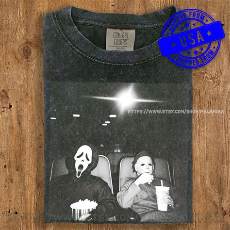 Ghostface and Michael Myers Movie Theater Shirt, Retro Slasher Horror ...