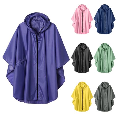 Women's Rainproof Jacket Waterproof Hooded Quarter Sleeve Coat with ...