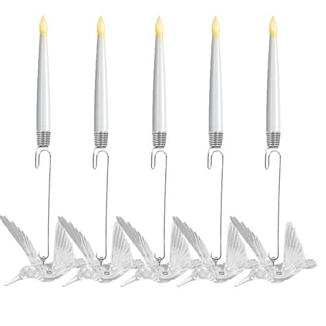 6PCS Christmas Tree LED Candles with Clear Gold Hooks Remote Timer ...