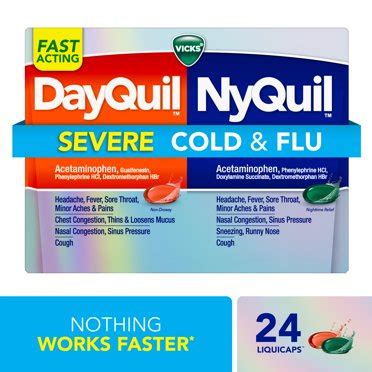 Vicks NyQuil Cold & Flu, LiquiCap Over-the-Counter Medicine, 24 count ...