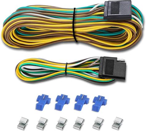 25Ft 4 Pin Trailer Wiring Harness Kit, Quick-Connect 4Way Flat ...