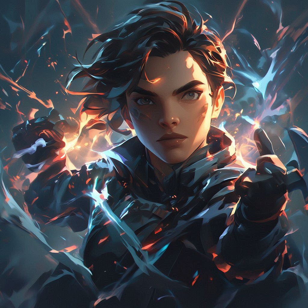 Create a heroic movie poster featuring an original stylized character, not a realistic human. Use a bold, dynamic pose with dramatic lighting and high‑contrast colors. Render the hero in a semi‑cartoon, anime‑inspired, or 3D stylized look with clear expressive features but no realism. Add swirling energy, glowing effects, or abstract power elements around them. Include an epic, atmospheric background. No references to any existing hero IP.。第 4 个图像，共 4 个图像