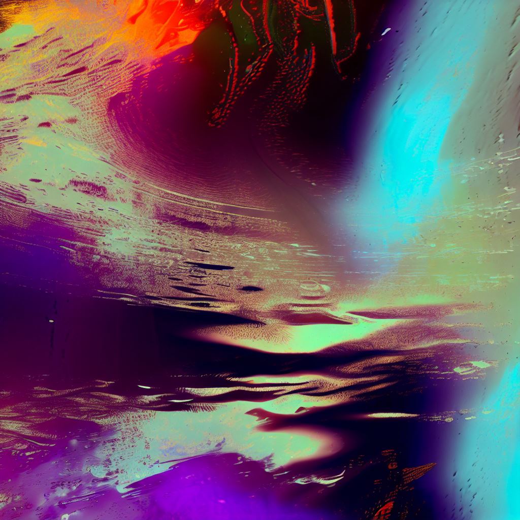 Design a futuristic and abstract interpretation of the universe with an emphasis on vibrant colors and texture.