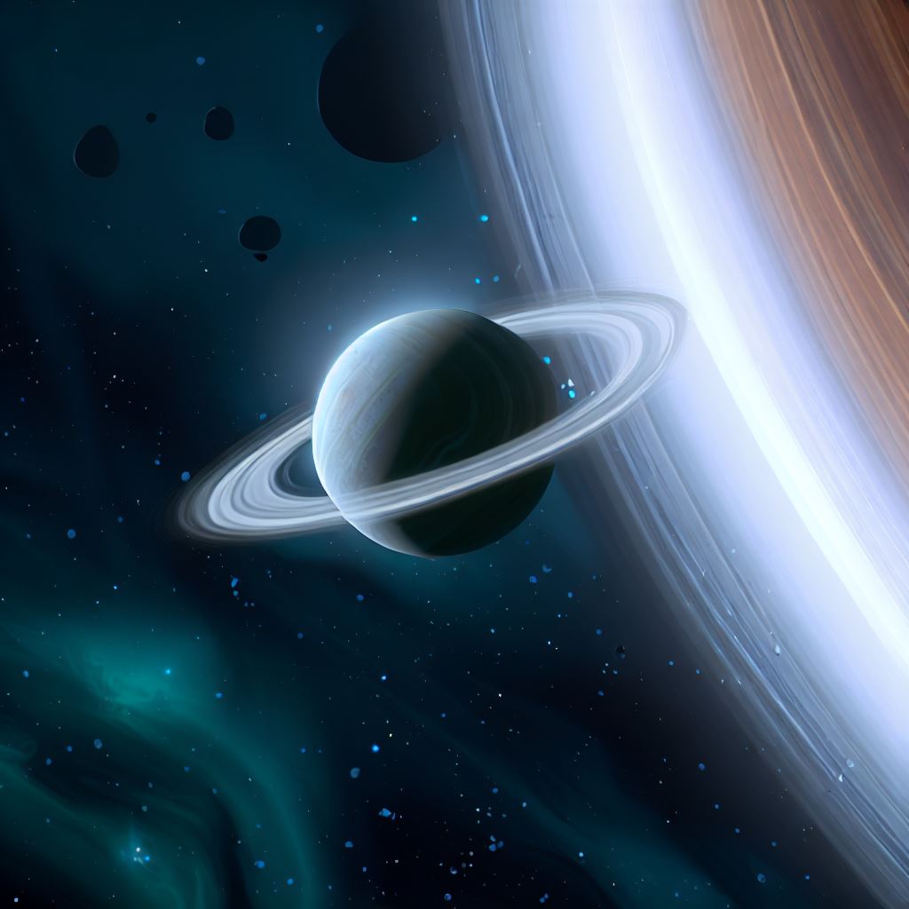 Create an image of Jupiter as a mysterious and awe-inspiring planet, surrounded by a swirl of its many moons, each unique and captivating in its own way.