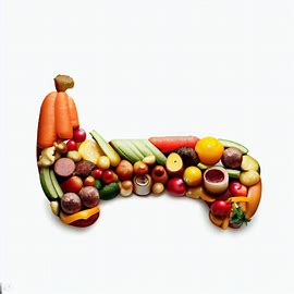 Create an image of a sausage made entirely out of fruit and vegetables!. Image 3 of 4