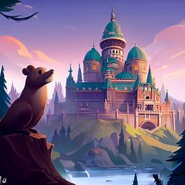 Illustrate the most majestic and grandiose beaver-themed castle.. Image 2 of 4